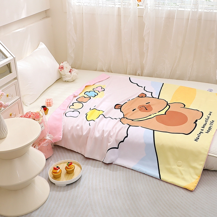 91家纺网 家纺一手货源 找家纺 八零年代 2025新款儿童A类天丝夏被冰爽棉空调被凉感被幼儿园凉席夏被三件套