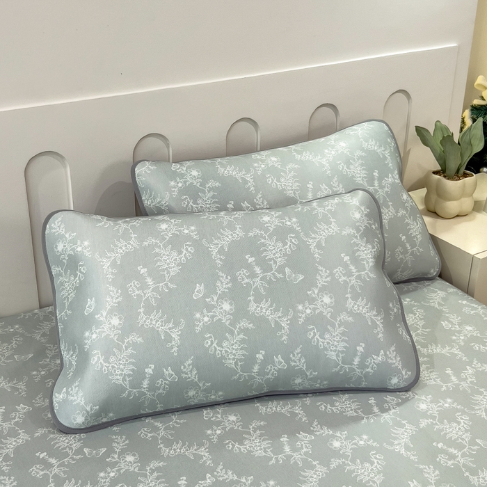 91家纺网 家纺一手货源 找家纺 2025年新款600D丝滑冰丝凉席-床笠款 连理枝白