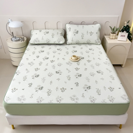 2025年新款600D丝滑冰丝凉席-床笠款 清凉一叶