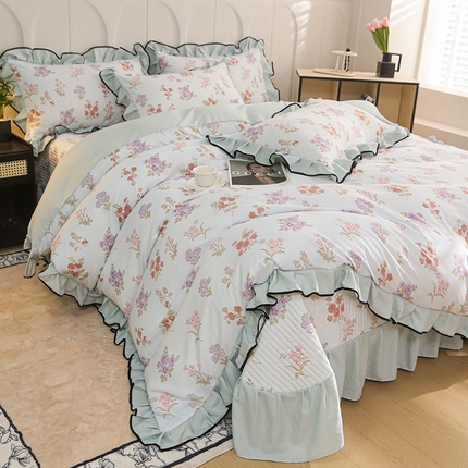 91家纺网 家纺一手货源 找家纺 （总）铠畅家纺 2025新款有氧双层纱印花夹棉床盖四件套-终版