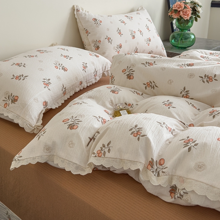 91家纺网 家纺一手货源 找家纺 可思家纺 2025新款法式皱皱纱四件套 秋实