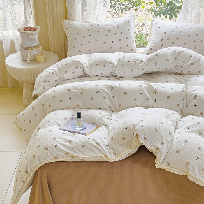 91家纺网 家纺一手货源 找家纺 可思家纺 2025新款法式皱皱纱四件套 极简主义