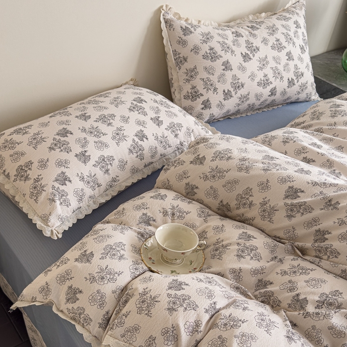 91家纺网 家纺一手货源 找家纺 可思家纺 2025新款法式皱皱纱四件套 夏日海岛