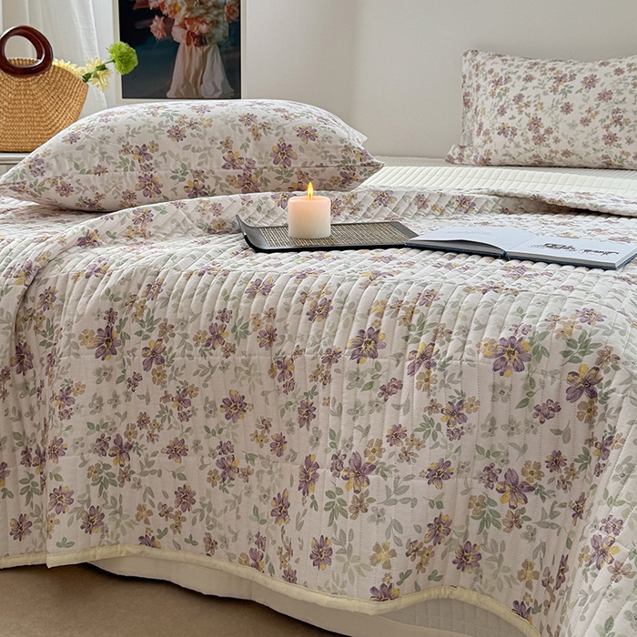 91家纺网 家纺一手货源 找家纺 TT.one 塔塔家居 2025新款全棉双层纱贝壳边夏被系列 床盖·半夏