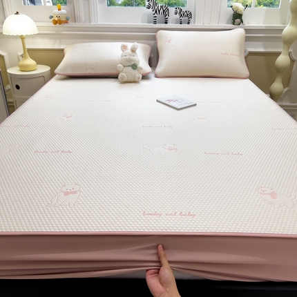 91家纺网 家纺一手货源 找家纺 （总）倾慕家纺 2025年新款PE豆豆提花凉席卡通系列-床笠款