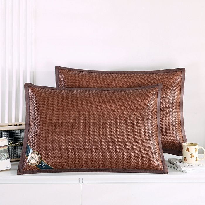 91家纺网 家纺一手货源 找家纺 小牛2025新款PE冷感霸王藤夏凉枕套系列凉枕套凉枕套冰丝枕套藤枕套冰藤枕套冰丝枕套竹枕套凉席枕套豆豆枕 红棕48*74cm【一只】