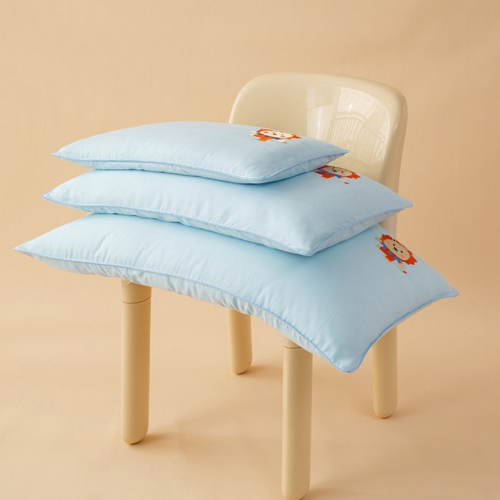 91家纺网 家纺一手货源 找家纺 喜多兔2025新款小轻柔纯棉双层纱枕套枕头 蓝色萌小狮