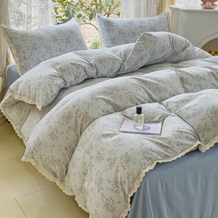 91家纺网 家纺一手货源 找家纺 可思家纺 2025新款法式皱皱纱四件套 莱茵河畔