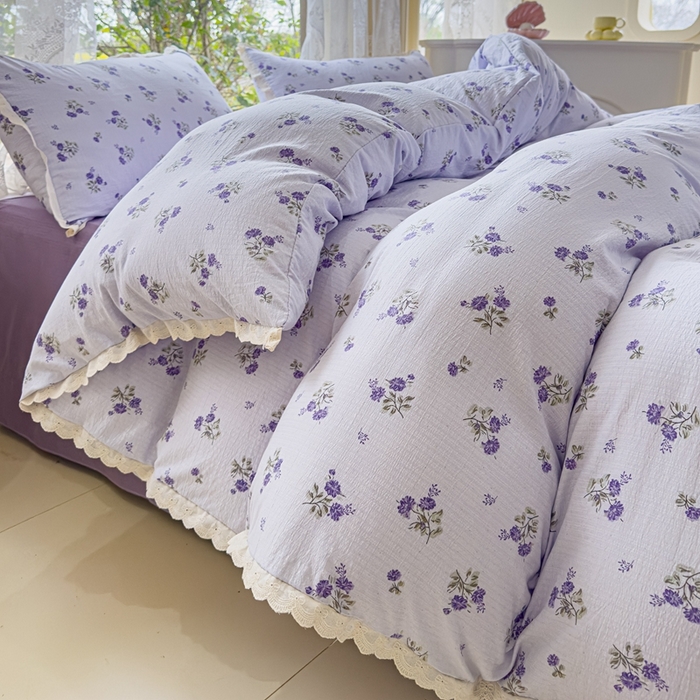 91家纺网 家纺一手货源 找家纺 可思家纺 2025新款法式皱皱纱四件套 绮梦