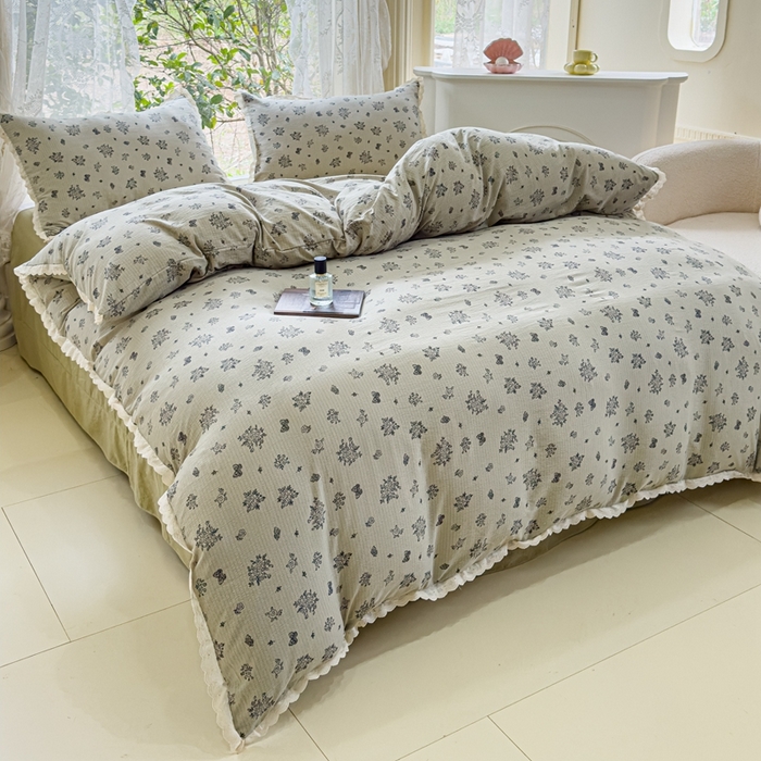 91家纺网 家纺一手货源 找家纺 （总）可思家纺 2025新款法式皱皱纱四件套