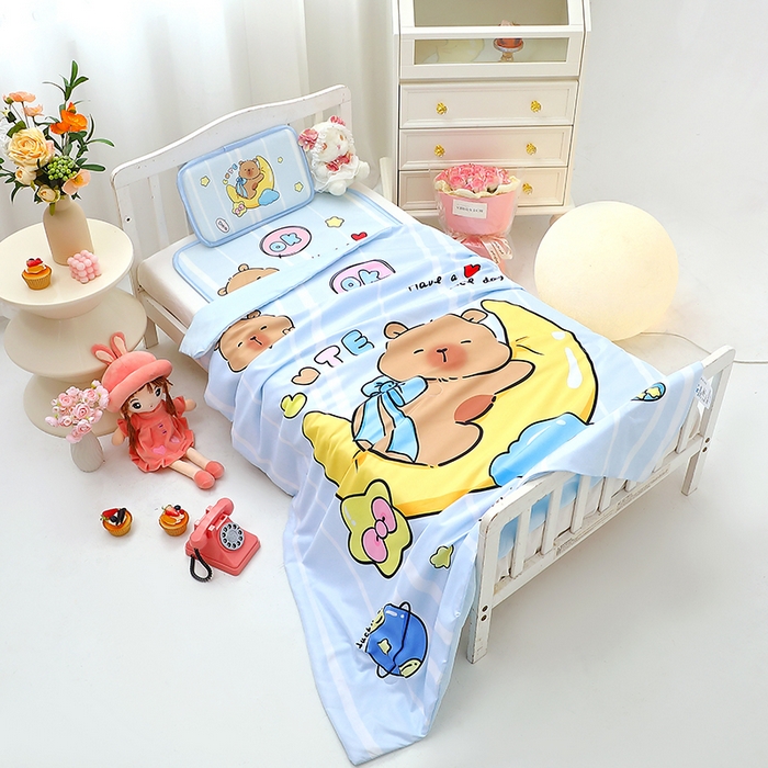 91家纺网 家纺一手货源 找家纺 八零年代 2025新款儿童A类天丝夏被冰爽棉空调被凉感被幼儿园凉席夏被三件套