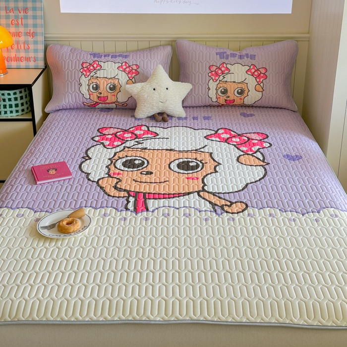 91家纺网 家纺一手货源 找家纺 金爱家 2025新款凉感丝乳胶凉席 乳胶-美羊羊公主