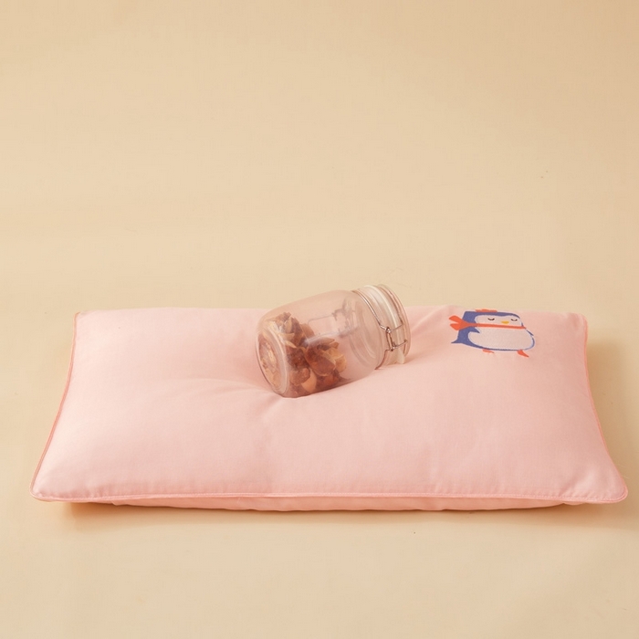 91家纺网 家纺一手货源 找家纺 喜多兔2025新款小轻柔纯棉双层纱枕套枕头 粉色萌企鹅