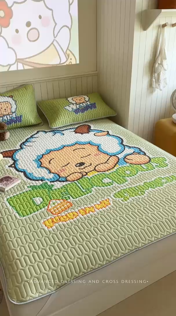 91家纺网 家纺一手货源 找家纺 金爱家 2025新款凉感丝乳胶凉席 乳胶-美梦羊羊