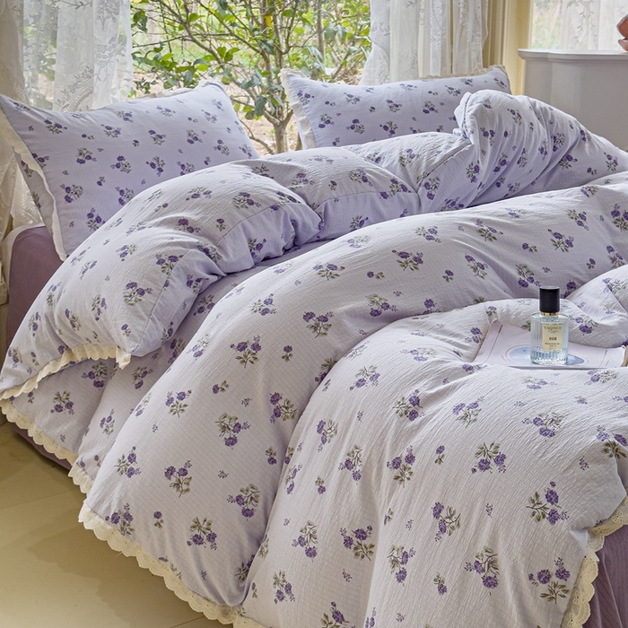 91家纺网 家纺一手货源 找家纺 可思家纺 2025新款法式皱皱纱四件套 绮梦