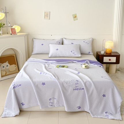 卡伦家纺2025凉豆豆冰丝毯系列 卡皮巴拉——紫