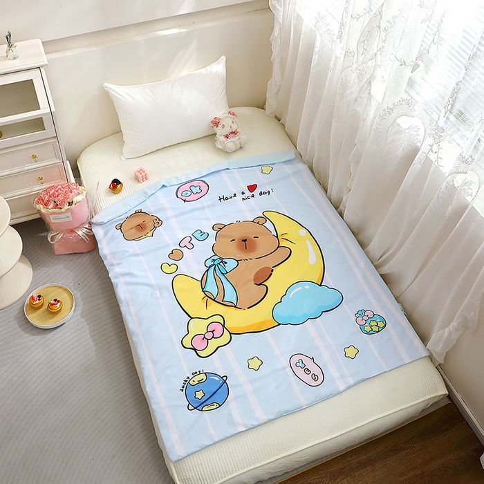 91家纺网 家纺一手货源 找家纺 八零年代 2025新款儿童A类天丝夏被冰爽棉空调被凉感被幼儿园凉席夏被三件套