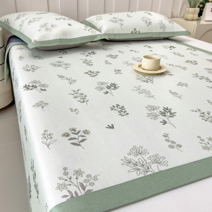 91家纺网 家纺一手货源 找家纺 倾慕家纺 2025年新款600D丝滑冰丝凉席-床席款 清凉一叶