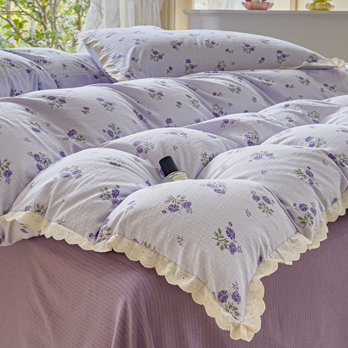 91家纺网 家纺一手货源 找家纺 可思家纺 2025新款法式皱皱纱四件套 绮梦