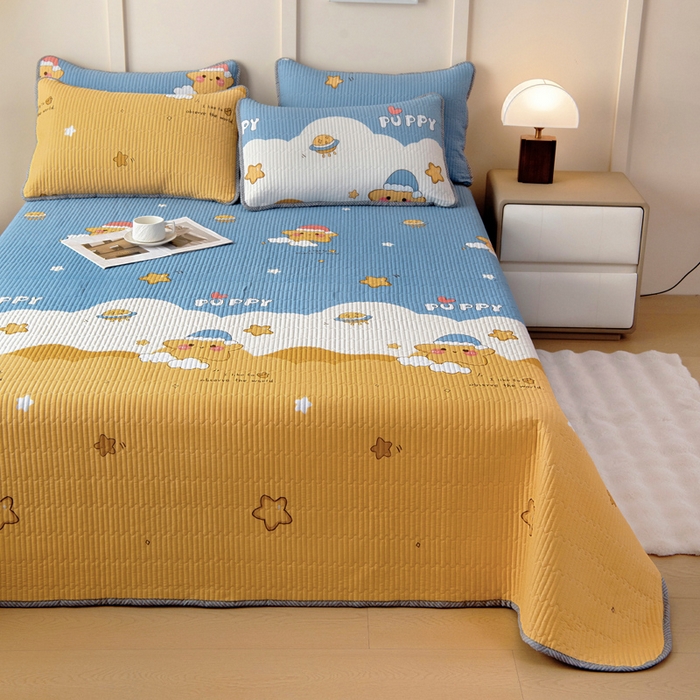 91家纺网 家纺一手货源 找家纺 情煊家纺 2025新款双面全棉床盖夹棉床盖三件套