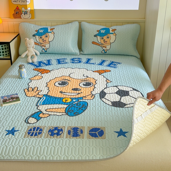 91家纺网 家纺一手货源 找家纺 金爱家 2025新款凉感丝乳胶凉席 乳胶-足球小子