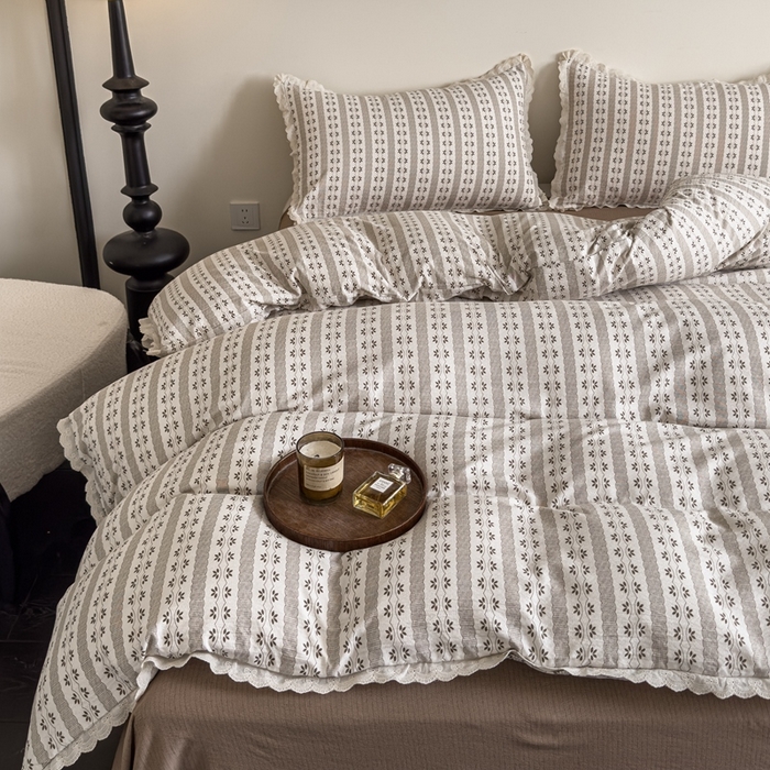 91家纺网 家纺一手货源 找家纺 可思家纺 2025新款法式皱皱纱四件套 罗马假日