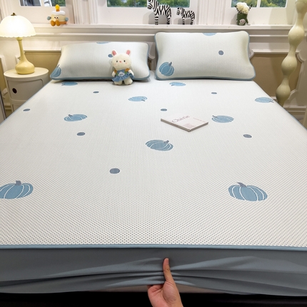 91家纺网 家纺一手货源 找家纺 （总）倾慕家纺 2025年新款PE豆豆提花凉席卡通系列-床笠款