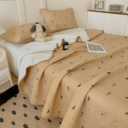 2025新款A类纯棉双层纱床盖  腊肠狗