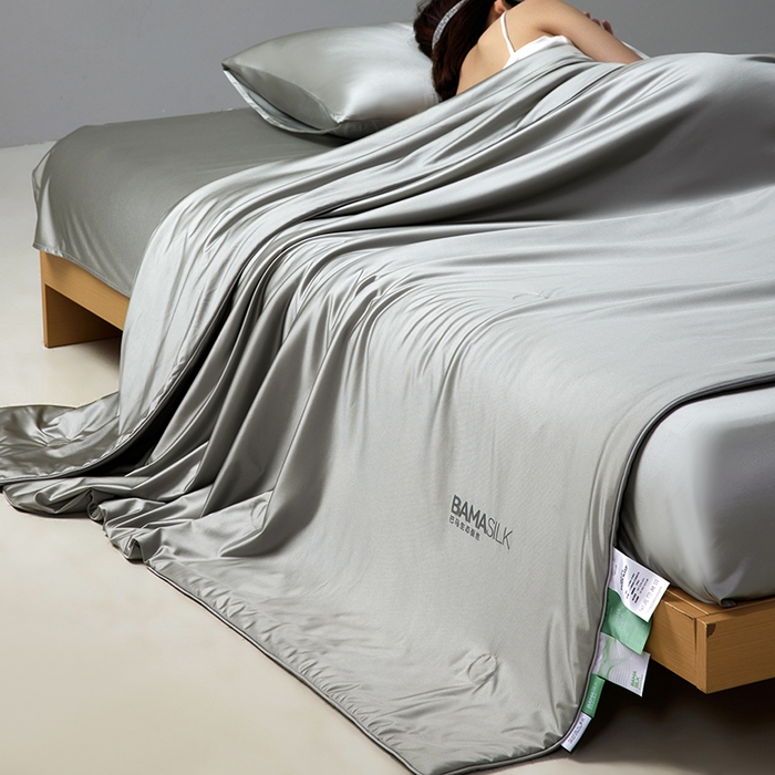 91家纺网 家纺一手货源 找家纺 莱福仕家纺 2025新款A类莹丝流光蚕丝系列夏被 慕尼灰