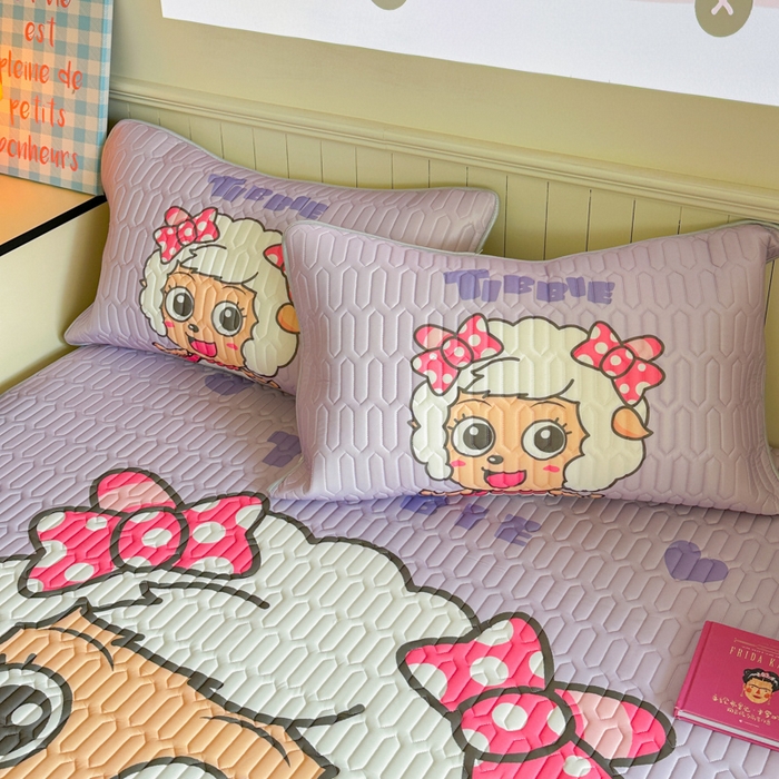 91家纺网 家纺一手货源 找家纺 金爱家 2025新款凉感丝乳胶凉席 乳胶-美羊羊公主