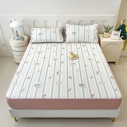 91家纺网 家纺一手货源 找家纺 （总）2025年新款600D丝滑冰丝凉席-床笠款