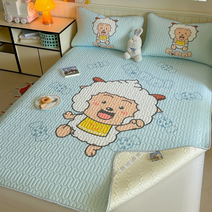 91家纺网 家纺一手货源 找家纺 金爱家 2025新款凉感丝乳胶凉席 乳胶-懒羊羊