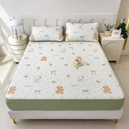 91家纺网 家纺一手货源 找家纺 （总）2025年新款600D丝滑冰丝凉席-床笠款