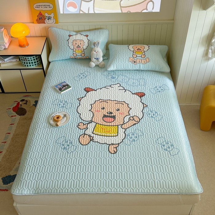 91家纺网 家纺一手货源 找家纺 金爱家 2025新款凉感丝乳胶凉席 乳胶-懒羊羊