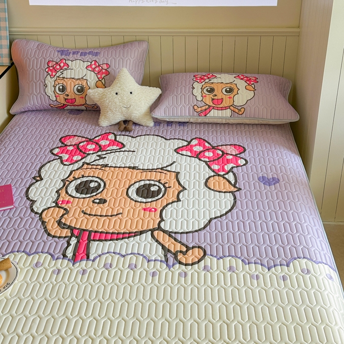 91家纺网 家纺一手货源 找家纺 金爱家 2025新款凉感丝乳胶凉席 乳胶-美羊羊公主