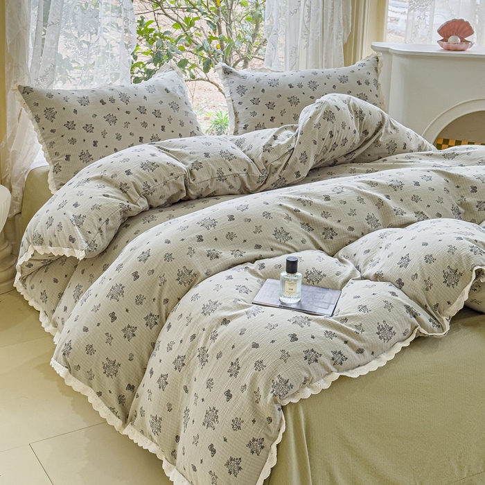 91家纺网 家纺一手货源 找家纺 （总）可思家纺 2025新款法式皱皱纱四件套