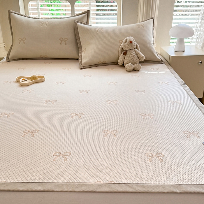 91家纺网 家纺一手货源 找家纺 （总）丝印良品 2025新款A类提花凉感豆豆复合凉席套件