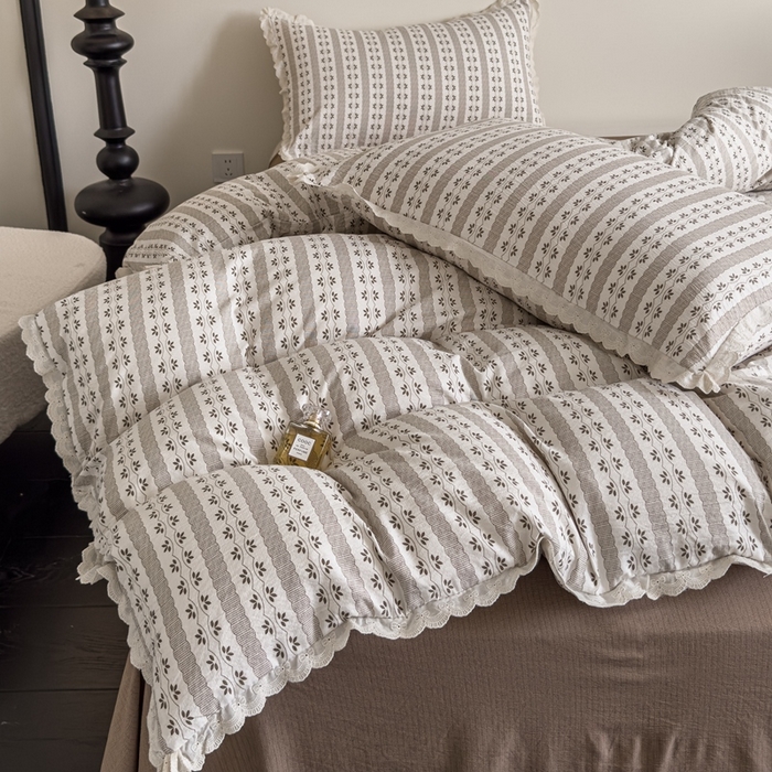 91家纺网 家纺一手货源 找家纺 可思家纺 2025新款法式皱皱纱四件套 罗马假日