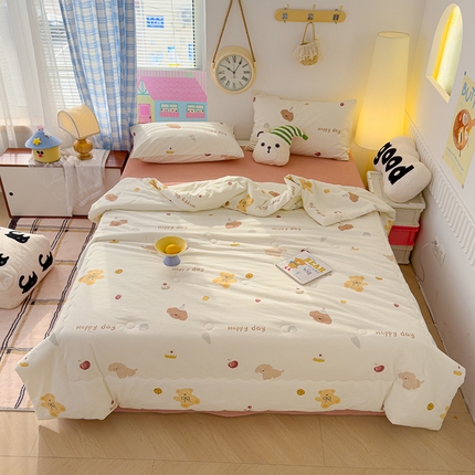 91家纺网 家纺一手货源 找家纺 （总）颜选 2025新款印花棉柔水洗棉夏被四件套