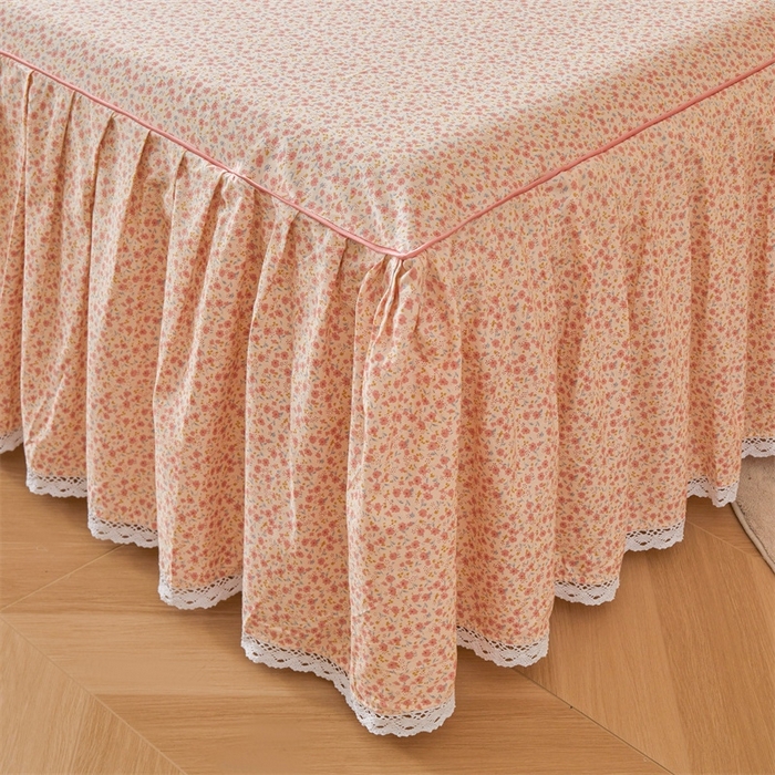 91家纺网 家纺一手货源 找家纺 缦彩 2025新款韩版纯棉床裙四件套 美娜