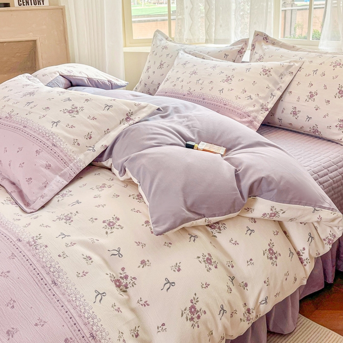 91家纺网 家纺一手货源 找家纺 （总）2025斯卡诺新款拼色针织水洗棉床盖四件套