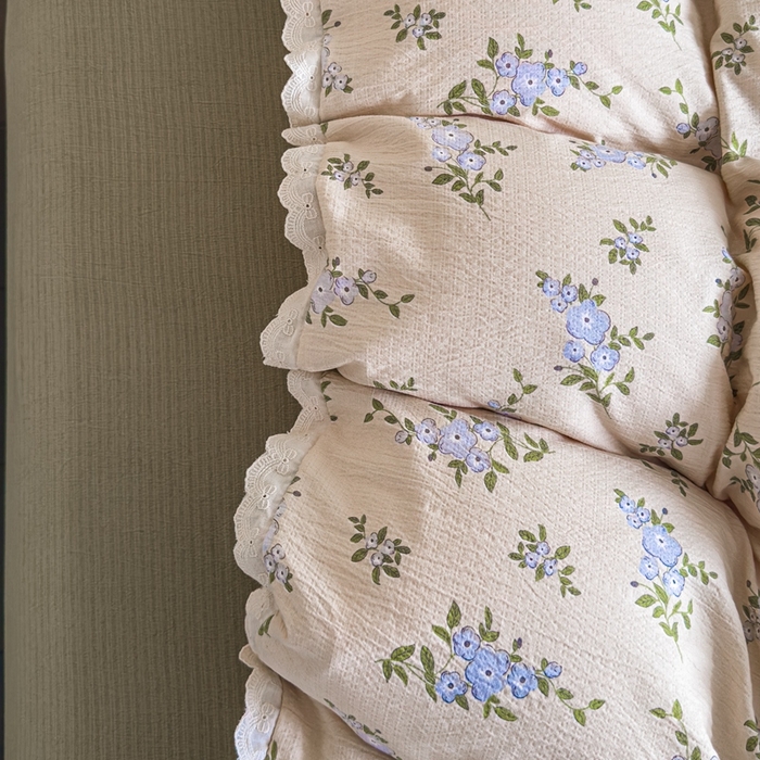 91家纺网 家纺一手货源 找家纺 可思家纺 2025新款法式皱皱纱四件套 夏栀