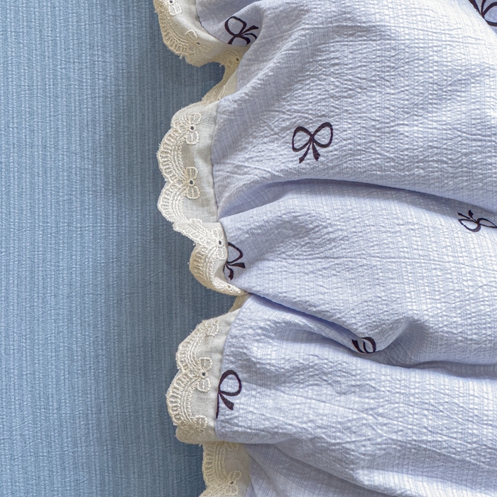 91家纺网 家纺一手货源 找家纺 可思家纺 2025新款法式皱皱纱四件套 浪漫蝴蝶结
