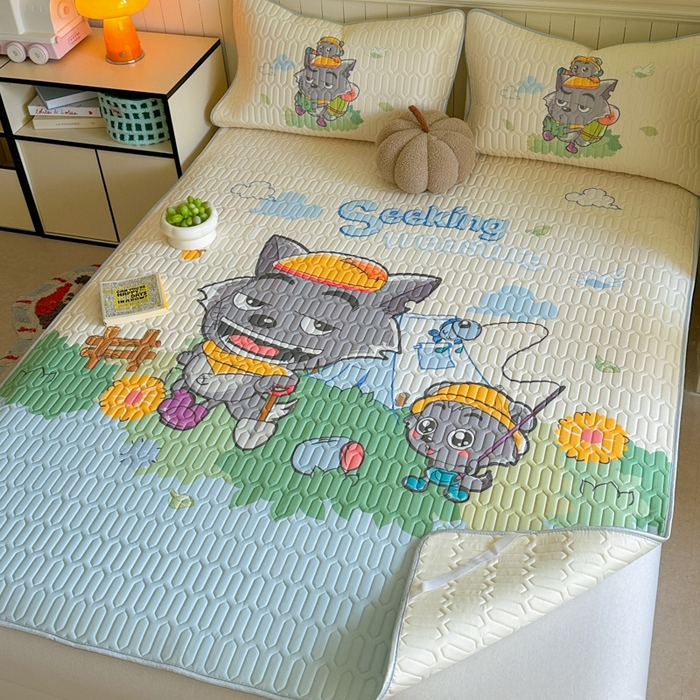 91家纺网 家纺一手货源 找家纺 金爱家 2025新款凉感丝乳胶凉席 乳胶-灰灰爱吃鱼