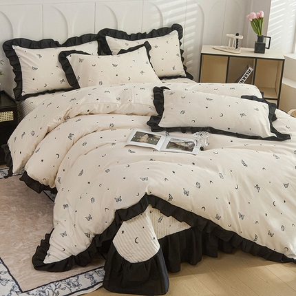 91家纺网 家纺一手货源 找家纺 （总）铠畅家纺 2025新款有氧双层纱印花夹棉床盖四件套-终版