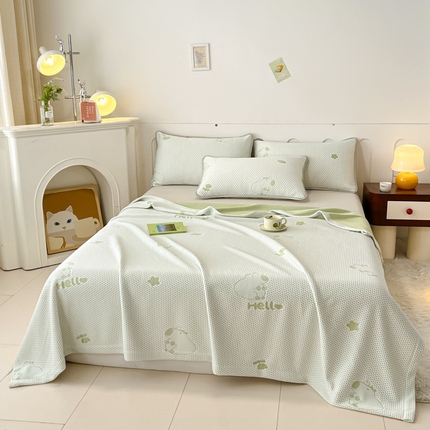 卡伦家纺2025凉豆豆冰丝毯系列 卡皮巴拉——绿