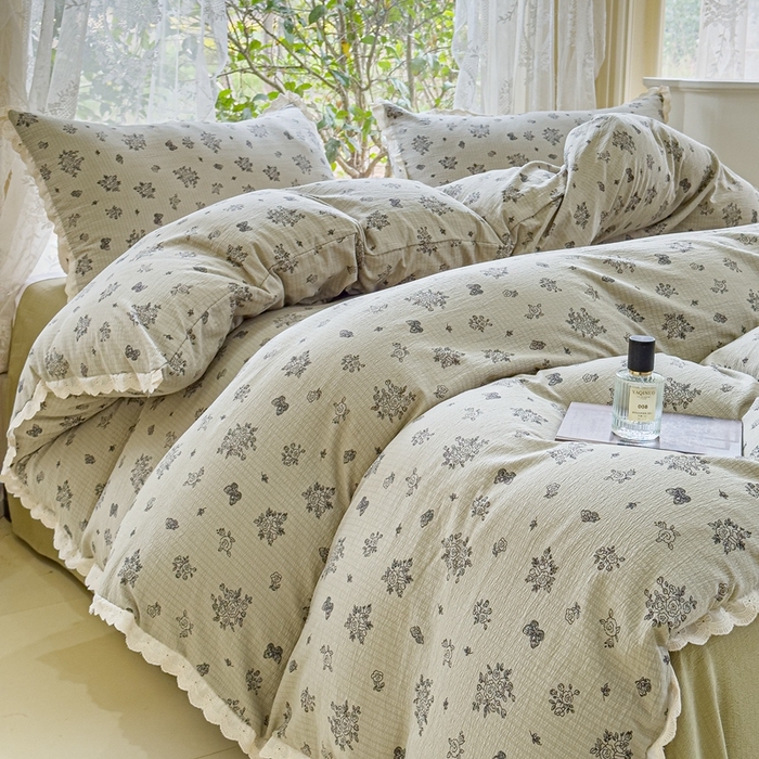 91家纺网 家纺一手货源 找家纺 （总）可思家纺 2025新款法式皱皱纱四件套