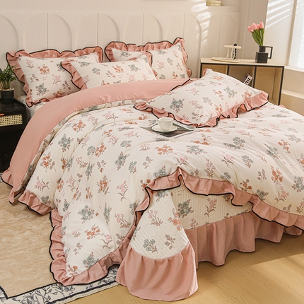 91家纺网 家纺一手货源 找家纺 （总）铠畅家纺 2025新款有氧双层纱印花夹棉床盖四件套-终版