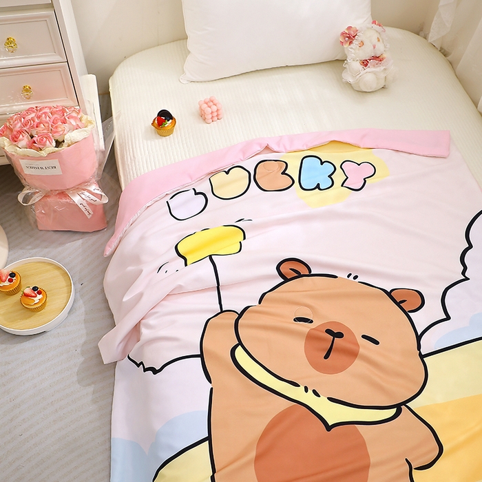 91家纺网 家纺一手货源 找家纺 八零年代 2025新款儿童A类天丝夏被冰爽棉空调被凉感被幼儿园凉席夏被三件套