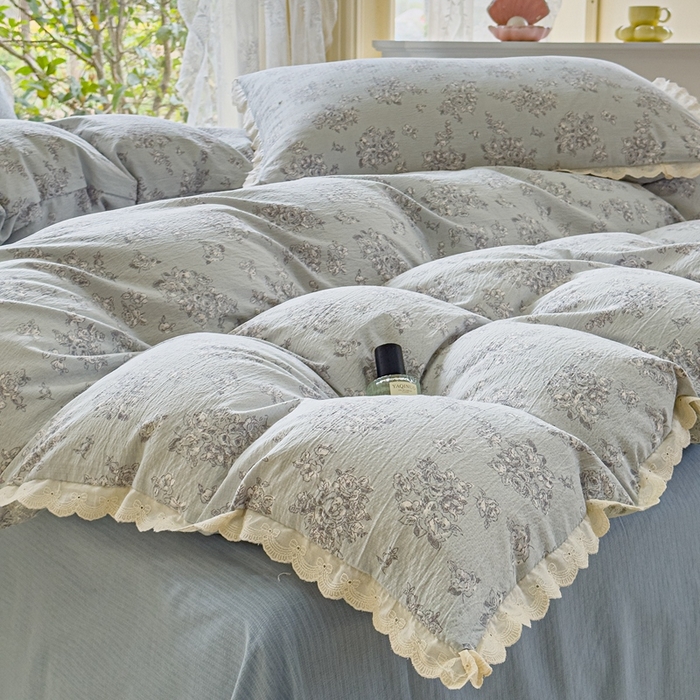 91家纺网 家纺一手货源 找家纺 可思家纺 2025新款法式皱皱纱四件套 莱茵河畔